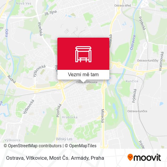 Ostrava, Vítkovice, Most Čs. Armády mapa