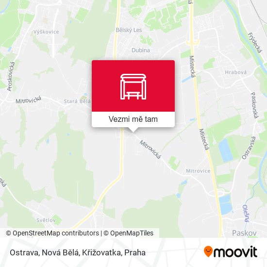 Ostrava, Nová Bělá, Křižovatka mapa