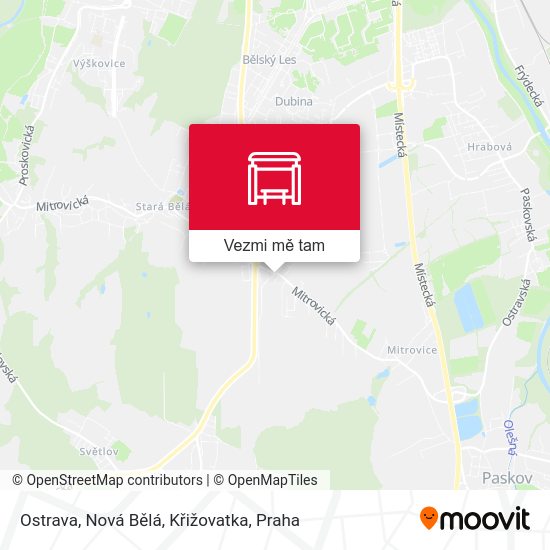 Ostrava, Nová Bělá, Křižovatka mapa