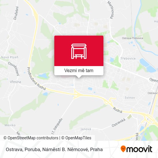 Ostrava, Poruba, Náměstí B. Němcové mapa