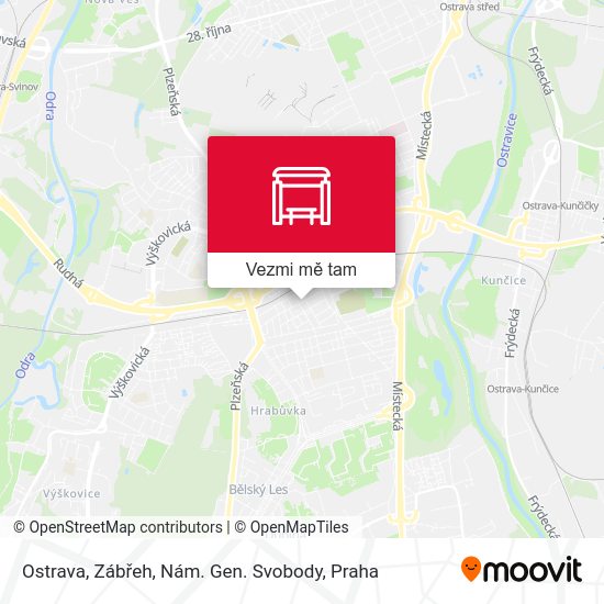 Ostrava, Zábřeh, Nám. Gen. Svobody mapa