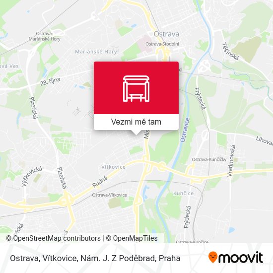 Ostrava, Vítkovice, Nám. J. Z Poděbrad mapa