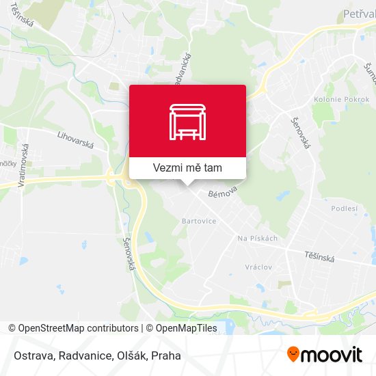 Ostrava, Radvanice, Olšák mapa