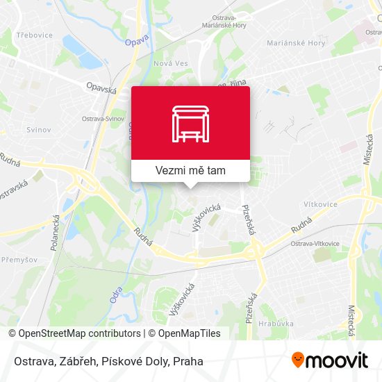 Ostrava, Zábřeh, Pískové Doly mapa