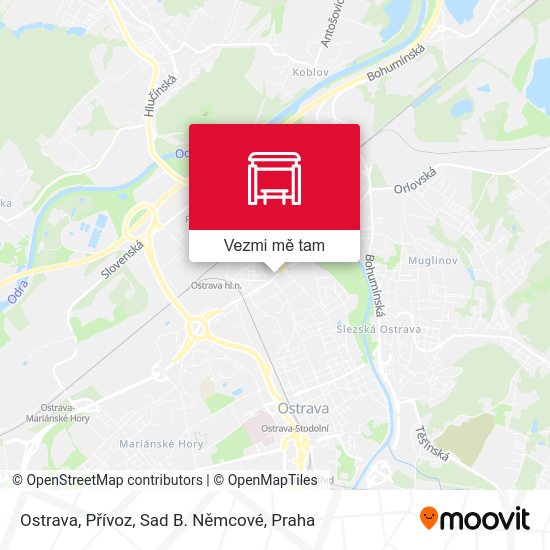 Ostrava, Přívoz, Sad B. Němcové mapa