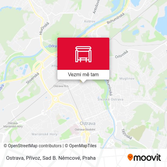 Ostrava, Přívoz, Sad B. Němcové mapa