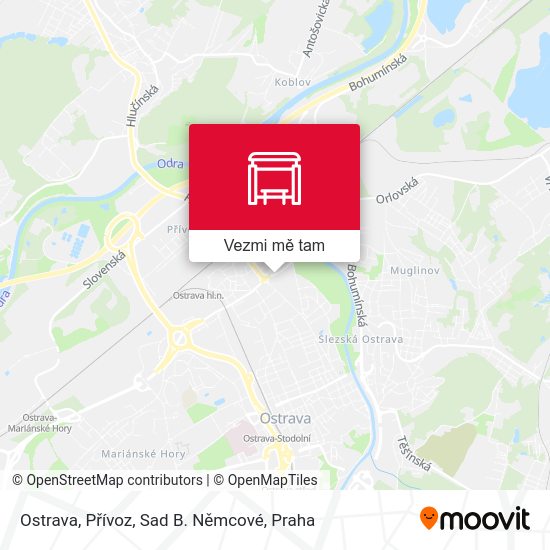 Ostrava, Přívoz, Sad B. Němcové mapa