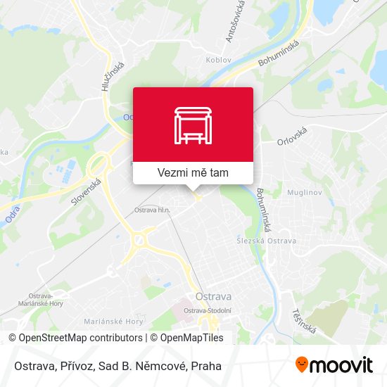 Ostrava, Přívoz, Sad B. Němcové mapa