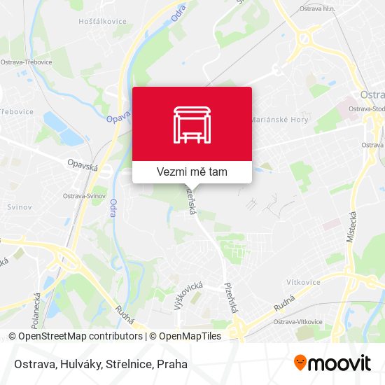 Ostrava, Hulváky, Střelnice mapa