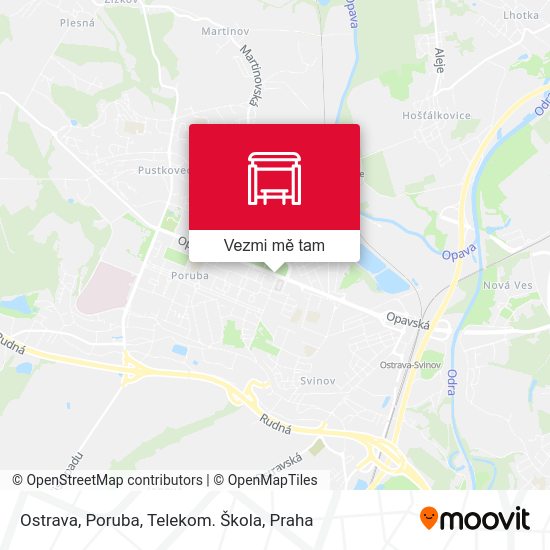 Ostrava, Poruba, Telekom. Škola mapa