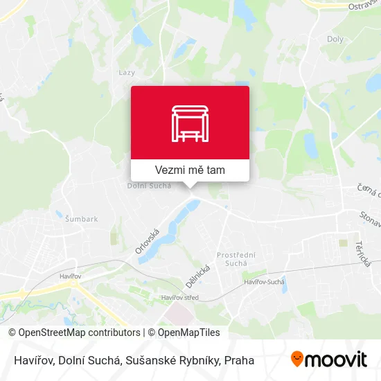 Havířov, Dolní Suchá, Sušanské Rybníky mapa