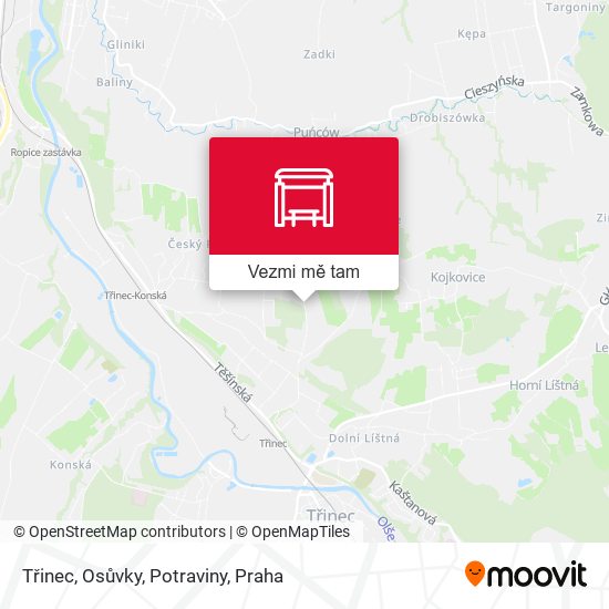 Třinec, Osůvky, Potraviny mapa