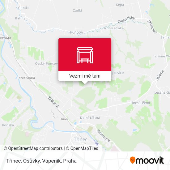 Třinec, Osůvky, Vápeník mapa