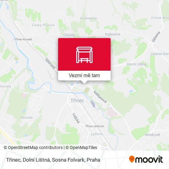 Třinec, Dolní Líštná, Sosna Folvark mapa