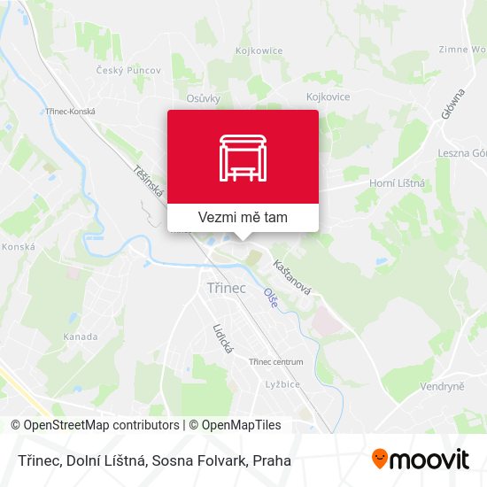 Třinec, Dolní Líštná, Sosna Folvark mapa