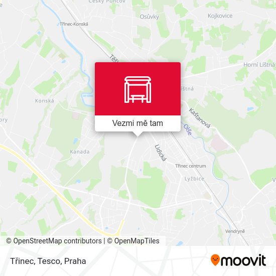 Třinec, Tesco mapa