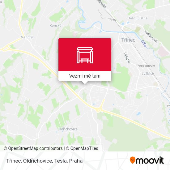 Třinec, Oldřichovice, Tesla mapa