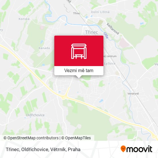 Třinec, Oldřichovice, Větrník mapa