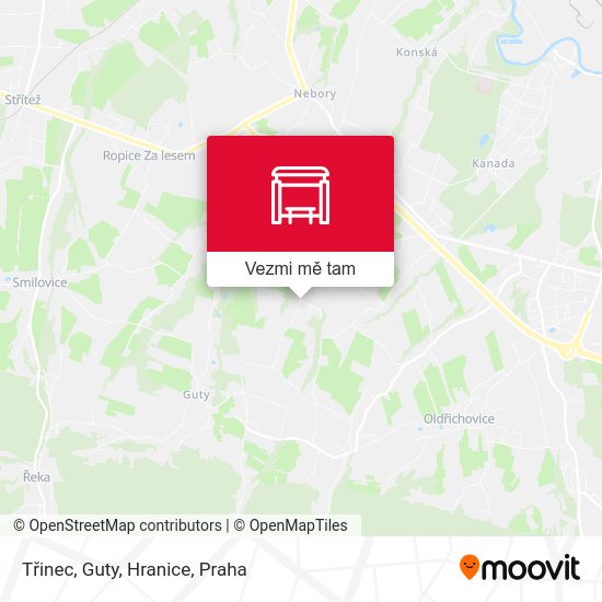 Třinec, Guty, Hranice mapa