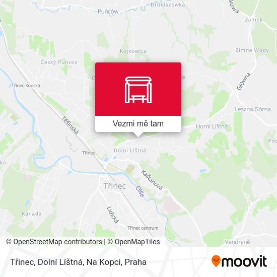 Třinec, Dolní Líštná, Na Kopci mapa