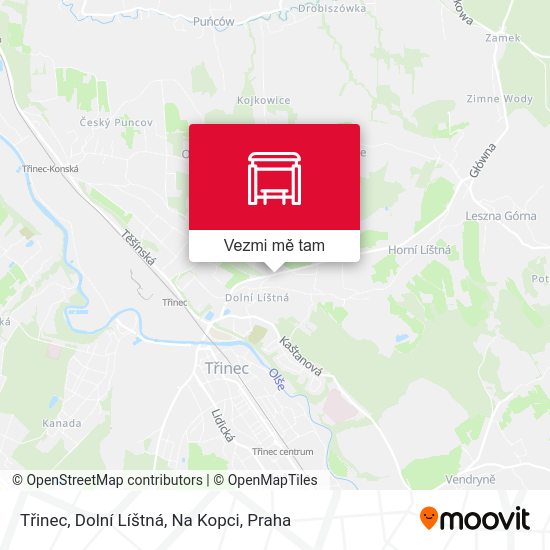 Třinec, Dolní Líštná, Na Kopci mapa