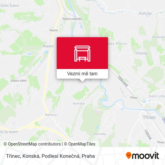 Třinec, Konská, Podlesí Konečná mapa