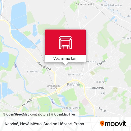 Karviná, Nové Město, Stadion Házené mapa