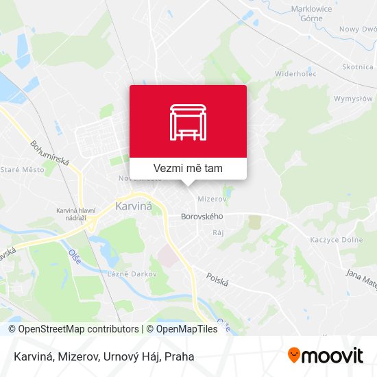 Karviná, Mizerov, Urnový Háj mapa