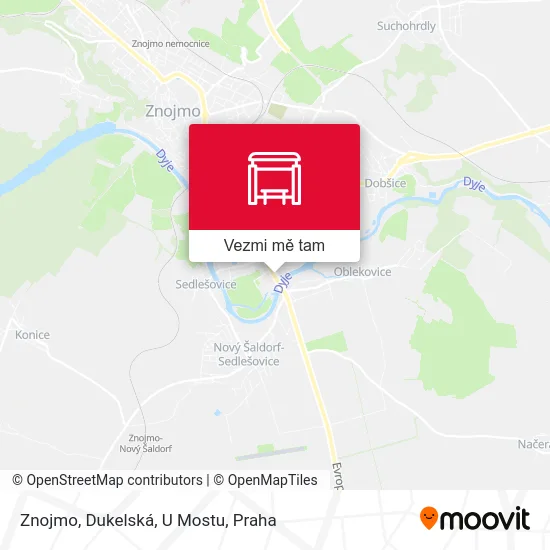 Znojmo, Dukelská, U Mostu mapa
