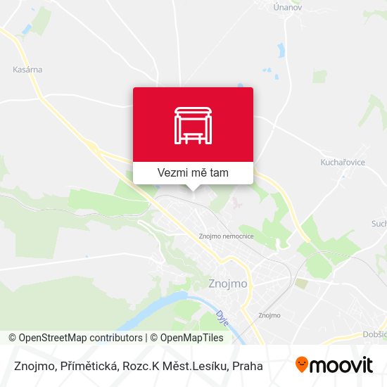 Znojmo, Přímětická, Rozc.K Měst.Lesíku mapa