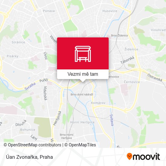 Úan Zvonařka mapa