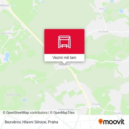 Bezvěrov, Hlavní Silnice mapa