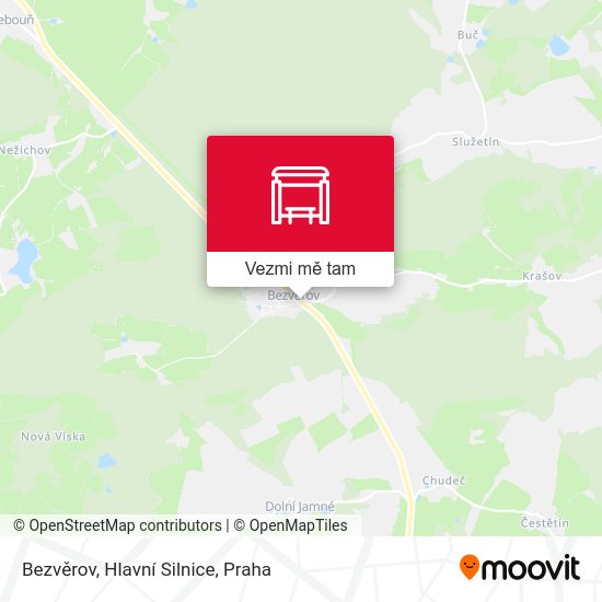 Bezvěrov, Hlavní Silnice mapa