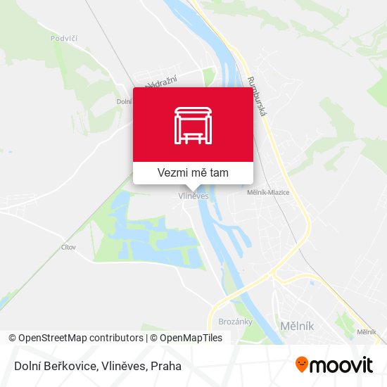 Dolní Beřkovice, Vliněves mapa