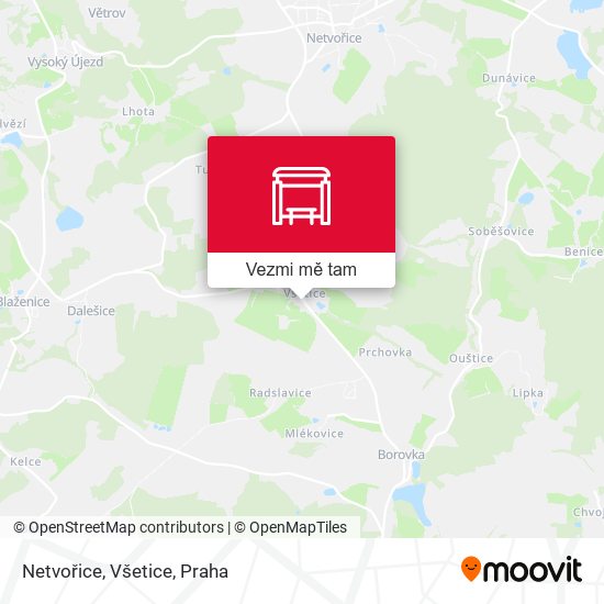 Netvořice, Všetice mapa