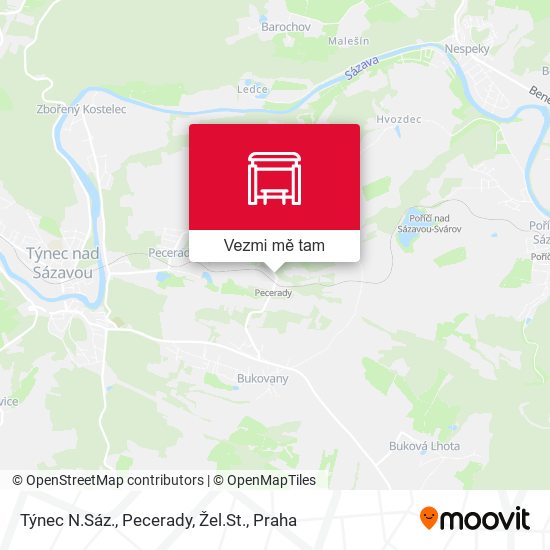 Týnec N.Sáz., Pecerady, Žel.St. mapa