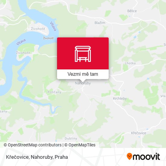 Křečovice, Nahoruby mapa