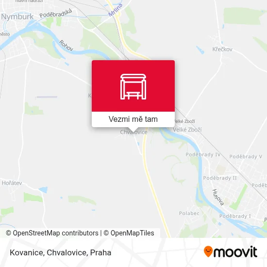 Kovanice, Chvalovice mapa