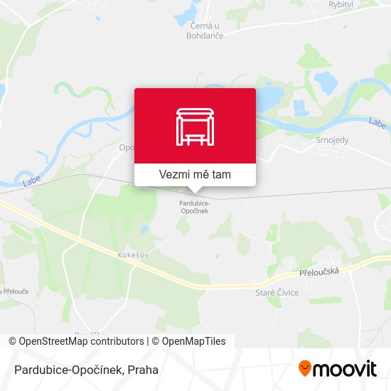 Pardubice-Opočínek mapa