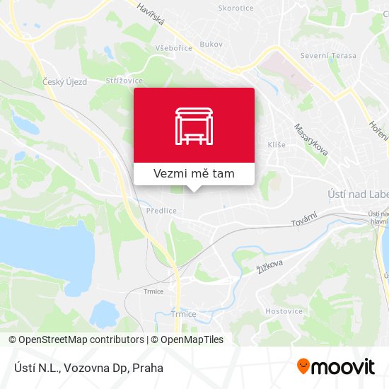 Ústí N.L., Vozovna Dp mapa