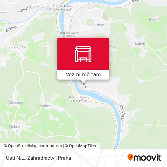 Ústí N.L., Zahradnictví mapa