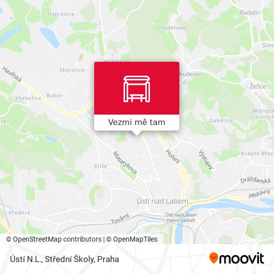 Ústí N.L., Střední Školy mapa