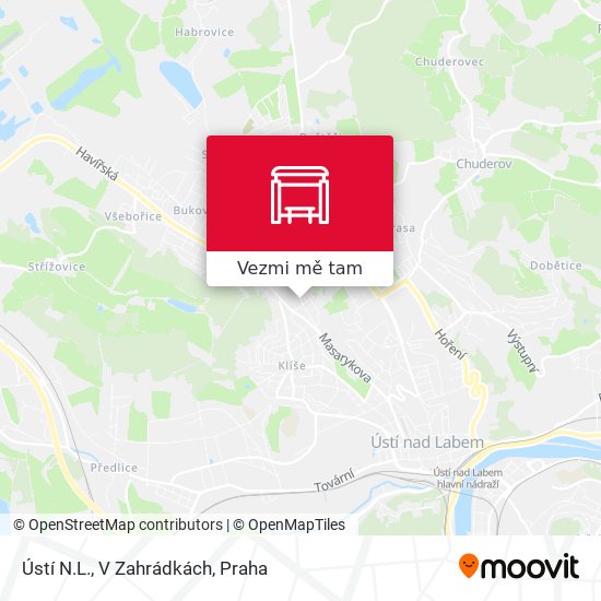 Ústí N.L., V Zahrádkách mapa