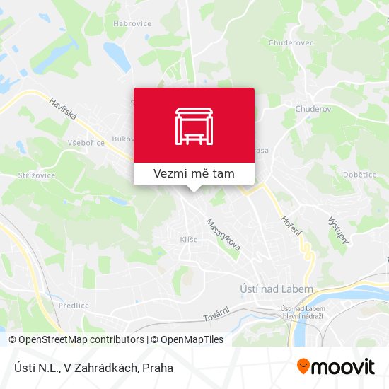 Ústí N.L., V Zahrádkách mapa
