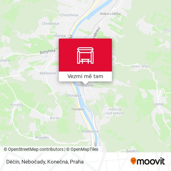 Děčín, Nebočady, Konečná mapa