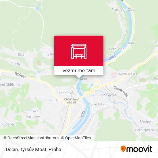 Děčín, Tyršův Most mapa
