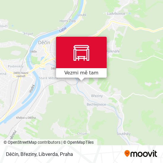 Děčín, Březiny, Libverda mapa