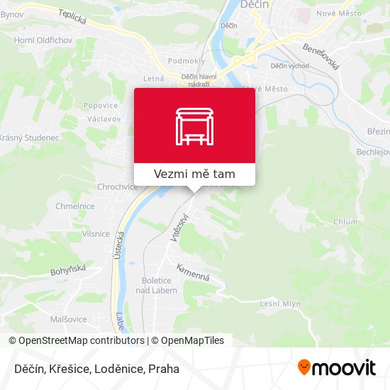 Děčín, Křešice, Loděnice mapa