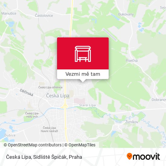 Česká Lípa, Sídliště Špičák mapa