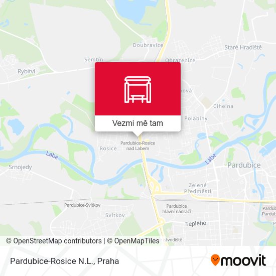 Pardubice-Rosice N.L. mapa